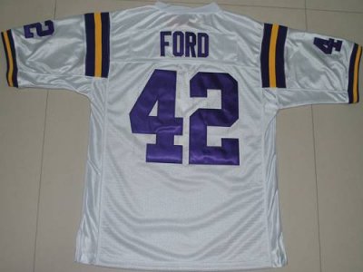 Jerseys Factory Cheap LSU Tigers #42 Michael Ford White Embroide