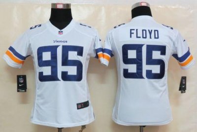 Jerseys Factory Cheap Nike Vikings #95 Sharrif Floyd White Women