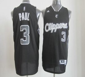 Jerseys Factory Cheap Clippers #3 Chris Paul Black Shadow Embroi