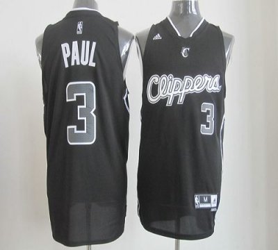 Jerseys Factory Cheap Clippers #3 Chris Paul Black Shadow Embroi