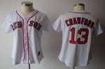 Jerseys Factory Cheap Red Sox #13 Carl Crawford White Women's Fa