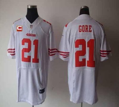 Jerseys Factory Cheap Nike 49ers #21 Frank Gore White With C Pat
