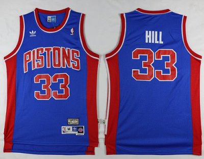 Jerseys Factory Cheap Pistons #33 Grant Hill Blue Throwback Stit