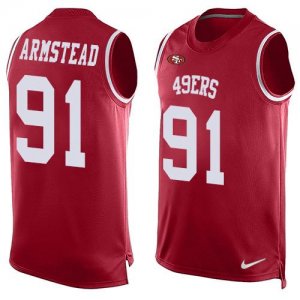 Jerseys Factory Cheap Nike 49ers #91 Arik Armstead Red Team Colo