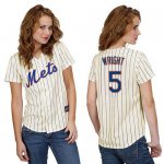 Jerseys Factory Cheap Mets #5 David Wright Cream(Blue Strip) Wom