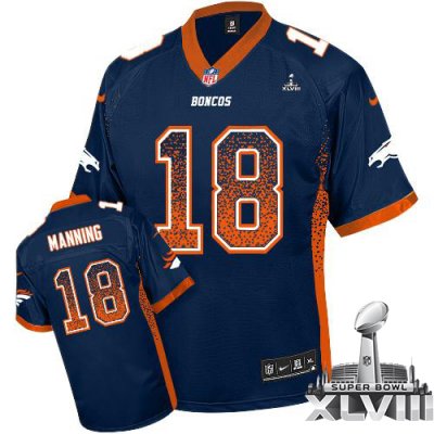 Jerseys Factory Cheap Nike Broncos #18 Peyton Manning Navy Blue