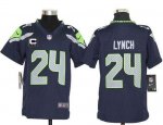 Jerseys Factory Cheap Nike Seahawks #24 Marshawn Lynch Steel Blu