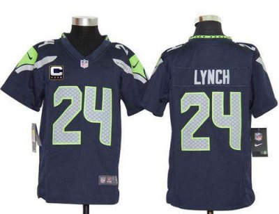 Jerseys Factory Cheap Nike Seahawks #24 Marshawn Lynch Steel Blu