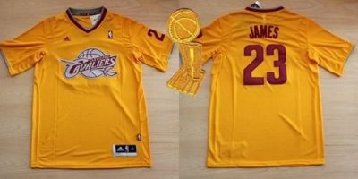 Jerseys Factory Cheap Cavaliers #23 LeBron James Yellow Throwbac