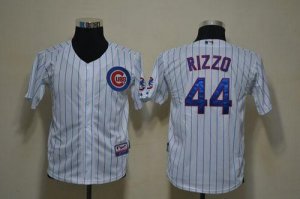 Jerseys Factory Cheap Cubs #44 Anthony Rizzo White(Blue Strip) C