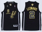 Jerseys Factory Cheap Spurs #2 Kawhi Leonard Black(Gold No.) Cha