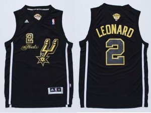 Jerseys Factory Cheap Spurs #2 Kawhi Leonard Black(Gold No.) Cha