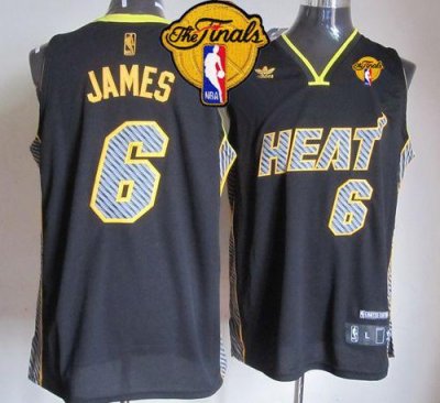 Jerseys Factory Cheap Heat #6 LeBron James Black Electricity Fas