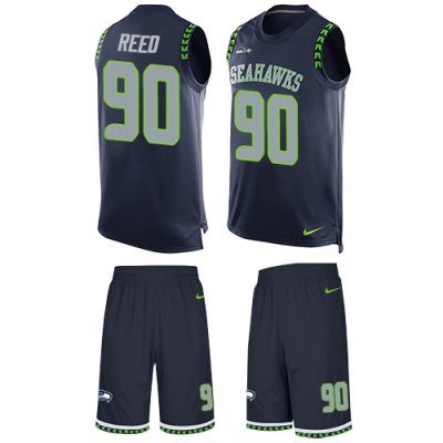 Jerseys Factory Cheap Nike Seahawks #90 Jarran Reed Steel Blue T