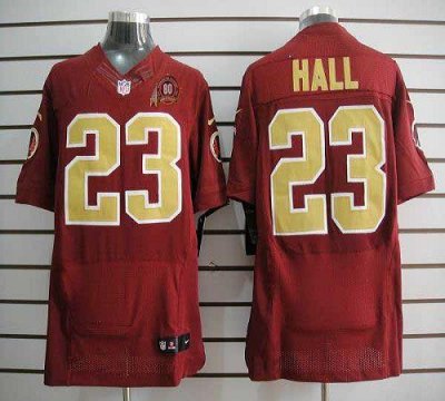 Jerseys Factory Cheap Nike Redskins #23 DeAngelo Hall Red(Gold N