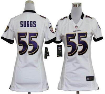Jerseys Factory Cheap Nike Ravens #55 Terrell Suggs White Women'