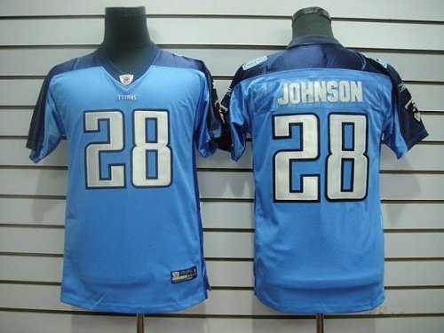 Jerseys Factory Cheap Titans #28 Chris Johnson Baby Blue Embroid