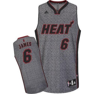 Jerseys Factory Cheap Heat #6 LeBron James Grey Static Fashion E
