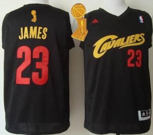 Jerseys Factory Cheap Cavaliers #23 LeBron James Black(Red No.)