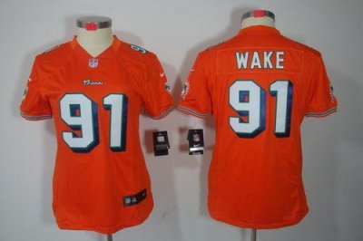 Jerseys Factory Cheap Nike Dolphins #91 Cameron Wake Orange Alte