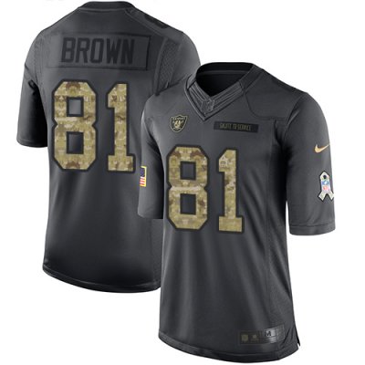 Jerseys Factory Cheap Nike Raiders #81 Tim Brown Black Men's Sti