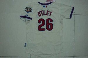 Jerseys Factory Cheap Phillies #26 Chase Utley Embroidered Cream
