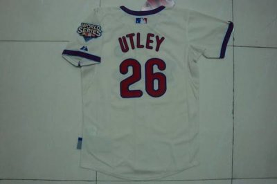Jerseys Factory Cheap Phillies #26 Chase Utley Embroidered Cream