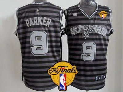 Jerseys Factory Cheap Spurs #9 Tony Parker Black/Grey Groove Fin