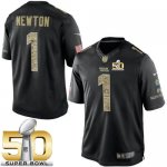 Jerseys Factory Cheap Nike Panthers #1 Cam Newton Black Super Bo