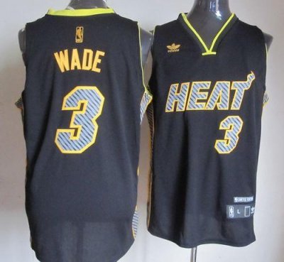 Jerseys Factory Cheap Heat #3 Dwyane Wade Black Electricity Fash
