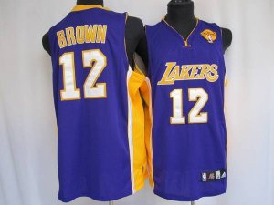 Jerseys Factory Cheap Lakers #12 Shannon Brown Embroidered Purpl