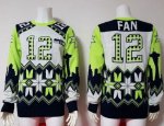 Jerseys Factory Cheap Nike Seahawks #12 Fan White Men's Ugly Swe
