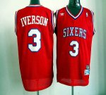Jerseys Factory Cheap 76ers #3 Allen Iverson Red Throwback Stitc