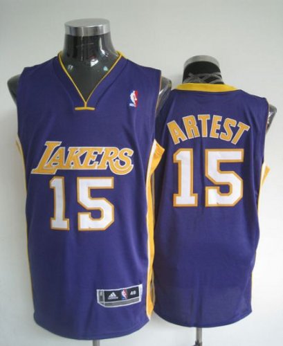 Jerseys Factory Cheap Revolution 30 Lakers #15 Artest Purple Emb