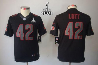 Jerseys Factory Cheap Nike 49ers #42 Ronnie Lott Black Impact Su
