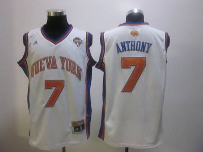 Jerseys Factory Cheap Knicks #7 Carmelo Anthony White Latin Nigh