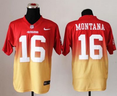 Jerseys Factory Cheap Nike 49ers #16 Joe Montana Red/Gold Men's