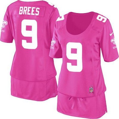 Jerseys Factory Cheap Nike Saints #9 Drew Brees Pink Women's Bre