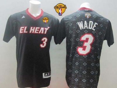 Jerseys Factory Cheap Heat #3 Dwyane Wade Black New Latin Nights