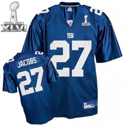 Jerseys Factory Cheap Giants #27 Brandon Jacobs Blue Super Bowl