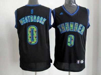Jerseys Factory Cheap Thunder #0 Russell Westbrook Black Camo Fa
