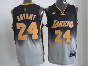 Jerseys Factory Cheap Lakers #24 Kobe Bryant Black/Grey Fadeaway