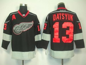 Jerseys Factory Cheap Red Wings #13 Pavel Datsyuk Black Ice Embr