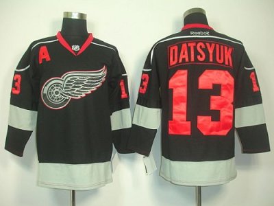 Jerseys Factory Cheap Red Wings #13 Pavel Datsyuk Black Ice Embr