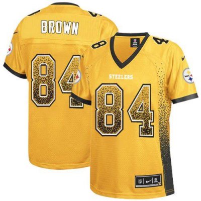 Jerseys Factory Cheap Nike Steelers #84 Antonio Brown Gold Women
