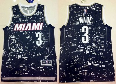 Jerseys Factory Cheap Heat #3 Dwyane Wade Black City Light Stitc