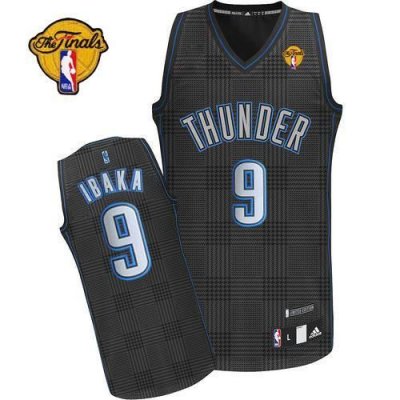 Jerseys Factory Cheap Thunder #9 Serge Ibaka Black Rhythm Fashio