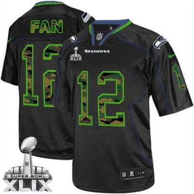Jerseys Factory Cheap Nike Seahawks #12 Fan Black Super Bowl XLI