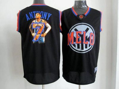Jerseys Factory Cheap Knicks #7 Carmelo Anthony Black Notorious