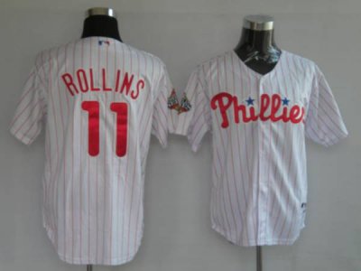 Jerseys Factory Cheap Phillies #11 Jimmy Rollins Embroidered Whi